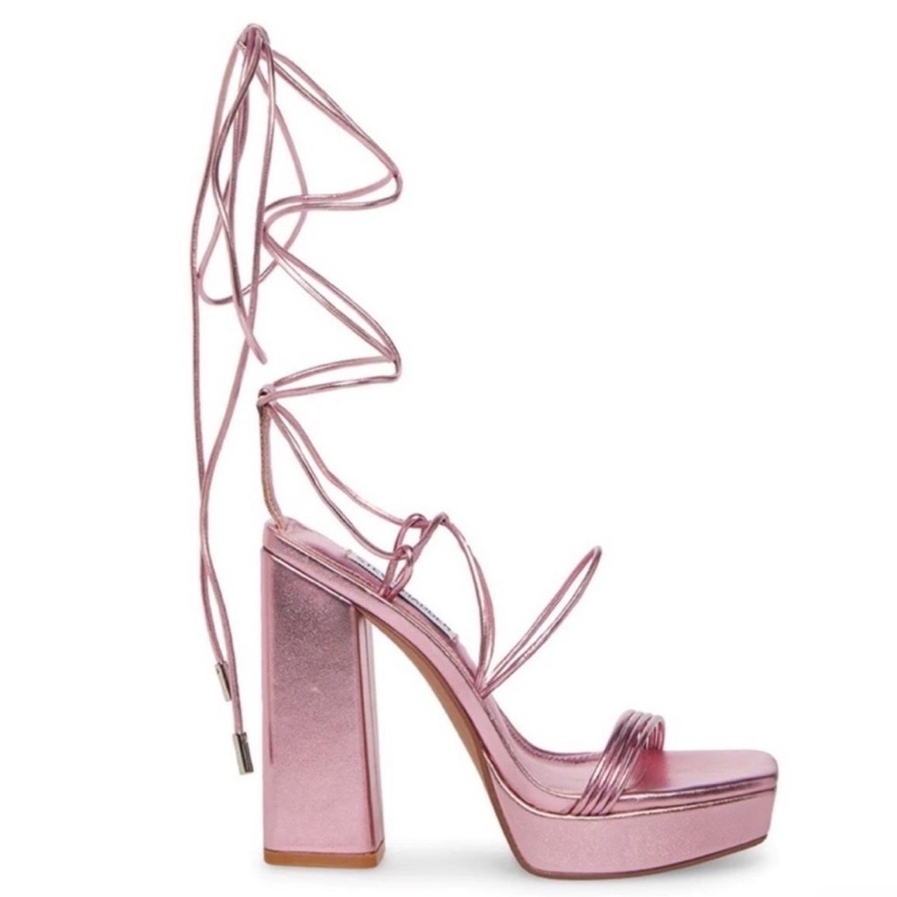 Steve Madden Metallic Pink Lace-Up Heels